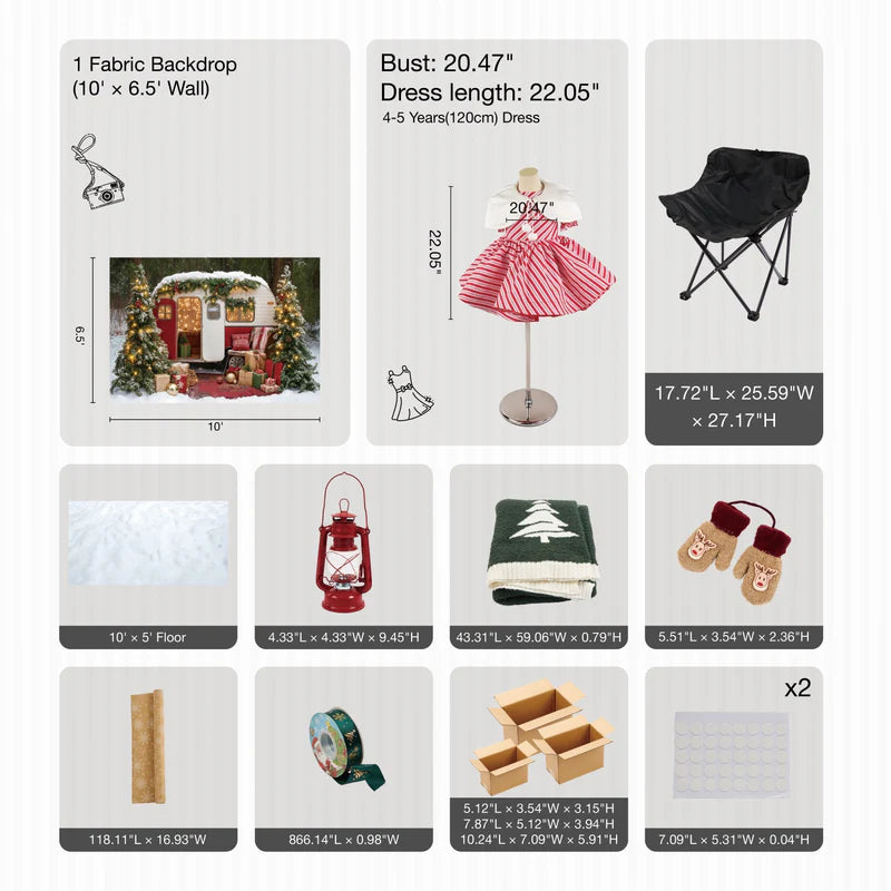 Kate Winter Christmas Tree Camper RV Gifts Photo Kit - Kate Backdrop AU