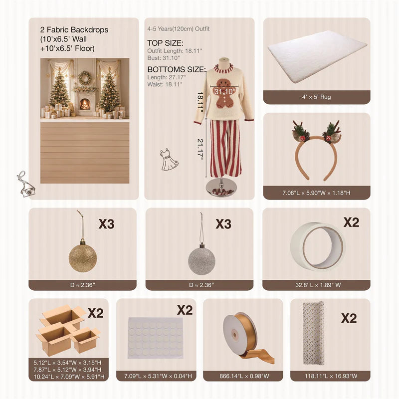 Kate Winter Christmas Tree Gifts Fireplace Photo Kit - Kate Backdrop AU