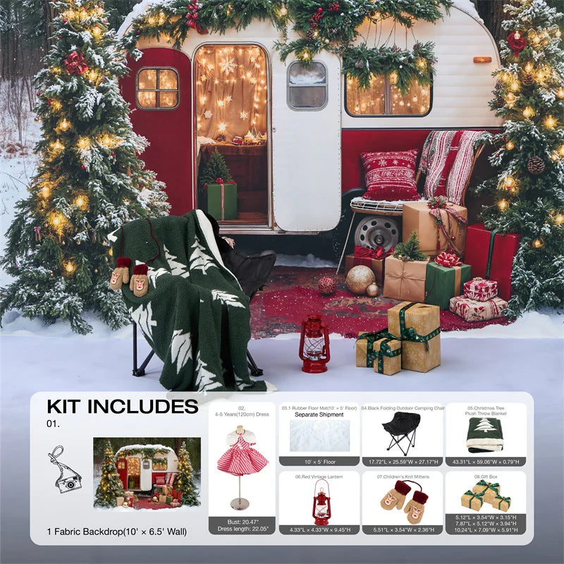 Kate Winter Christmas Tree Camper RV Gifts Photo Kit - Kate Backdrop AU