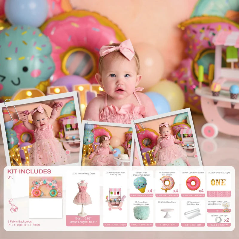 Kate Donut Cake Smash Photo Kit - Kate Backdrop AU