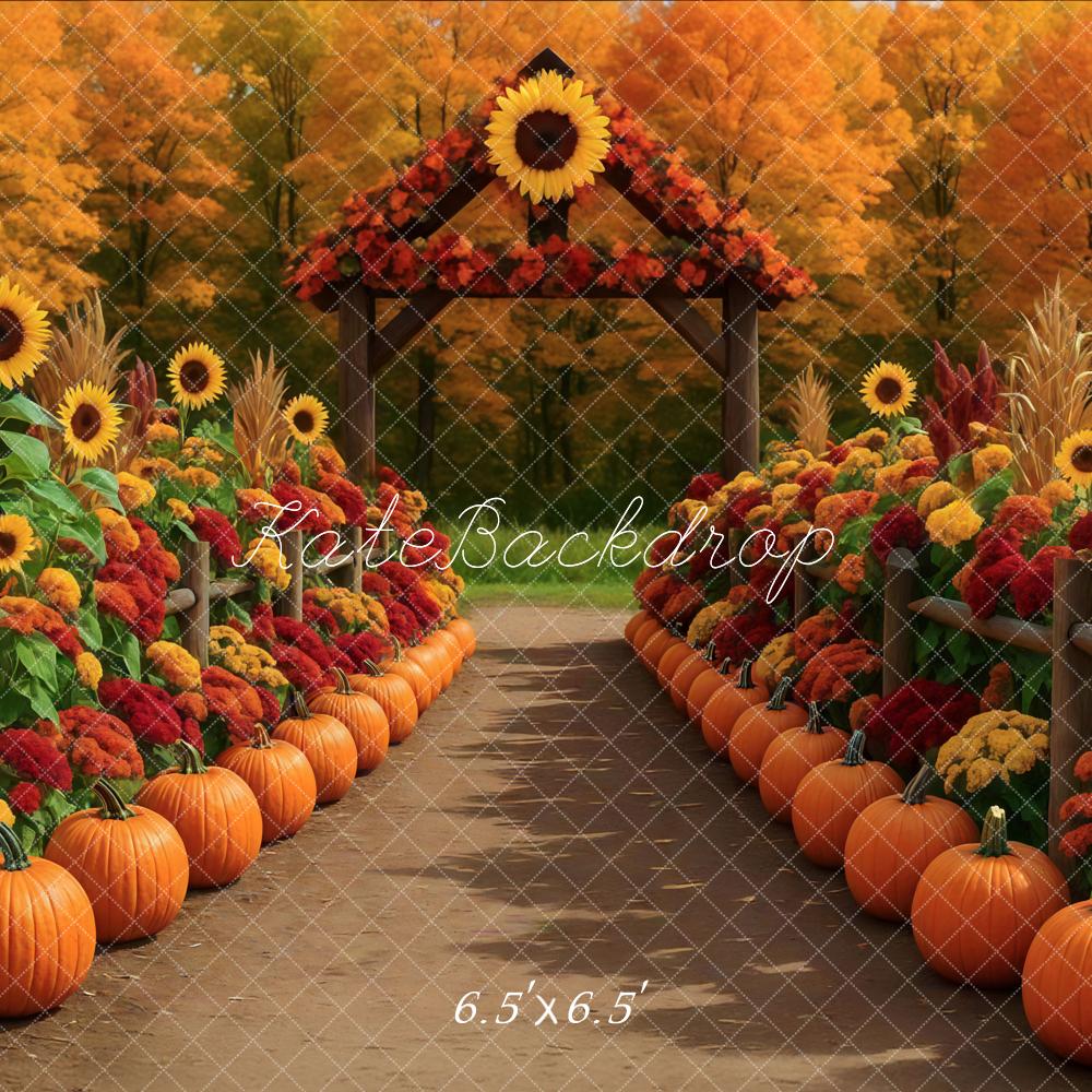 Kate Fall Sunflower Pumpkin Backdrop Designed by Mini MakeBelieve