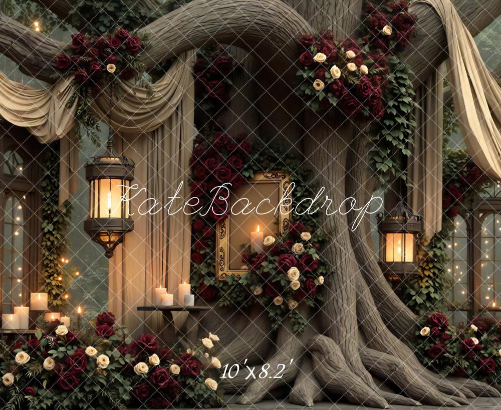 Kate Wedding Tree Lanterns Roses Backdrop Designed by Mini MakeBelieve