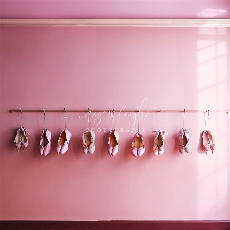 Kate Ballet Shoes Hanging Pink Wall Backdrop Designed by Megan Leigh