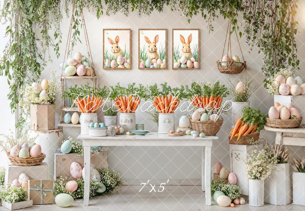 Kate Easter Bunny Carrots Eggs Backdrop Designed by Emetselch