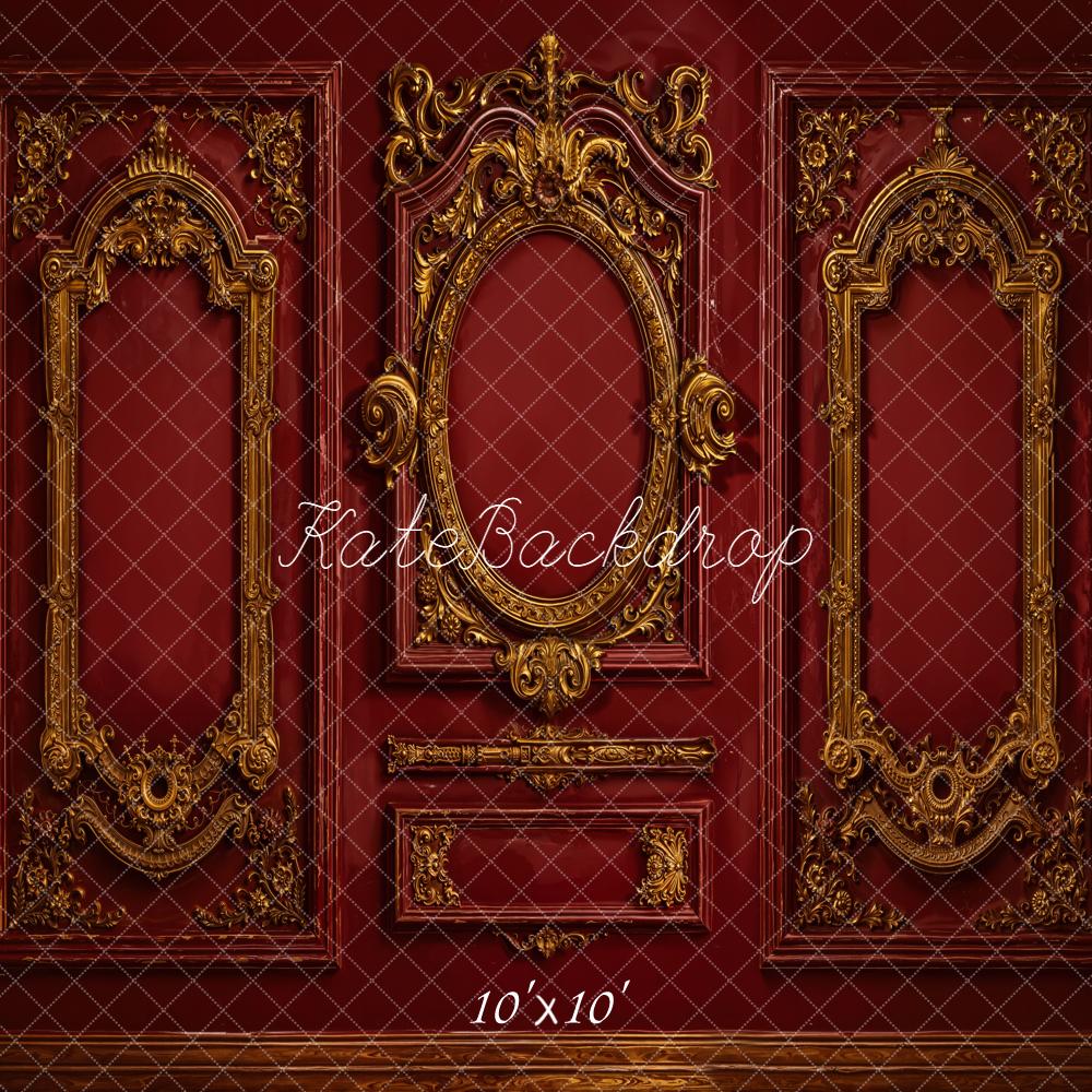 Lightning Deals-C1 Kate Vintage Ornate Gold Red Wall Backdrop Designed by Emetselch