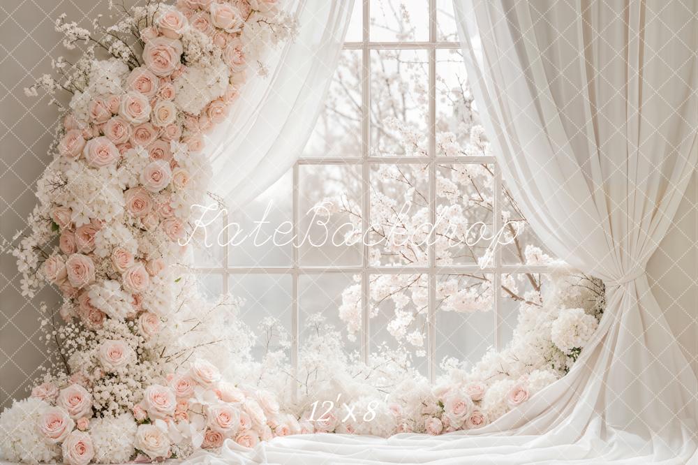 Kate Spring Flower Window Curtains Backdrop Designed by Emetselch