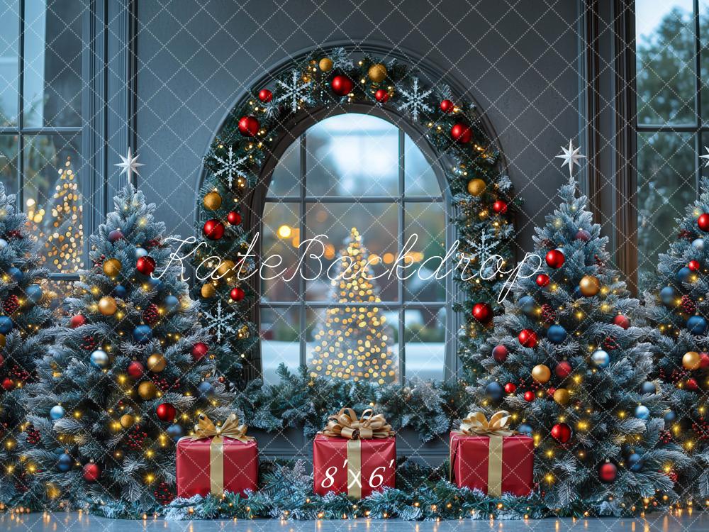 Kate Christmas Tree Gift Window Backdrop Designed by Mini MakeBelieve - Kate Backdrop AU