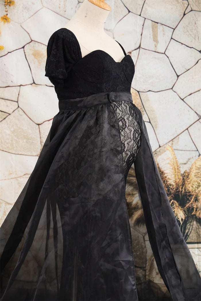 Kate Lace Short Sleeved Strapless Black Maternity Photoshoot Dress - Kate Backdrop AU