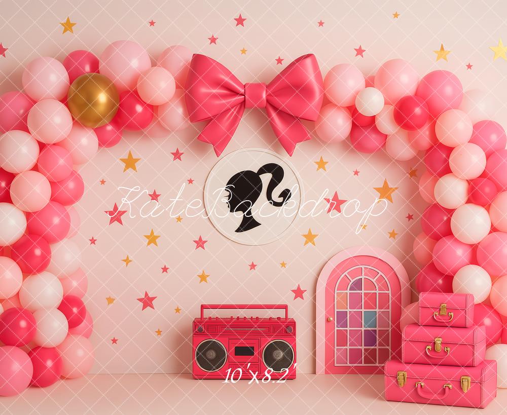 Kate Doll Pink Bow Balloons Radio Backdrop Designed by Patty Roberts