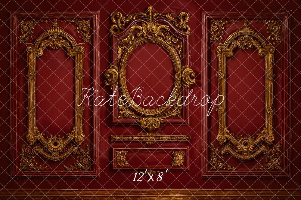 Lightning Deals-C1 Kate Vintage Ornate Gold Red Wall Backdrop Designed by Emetselch