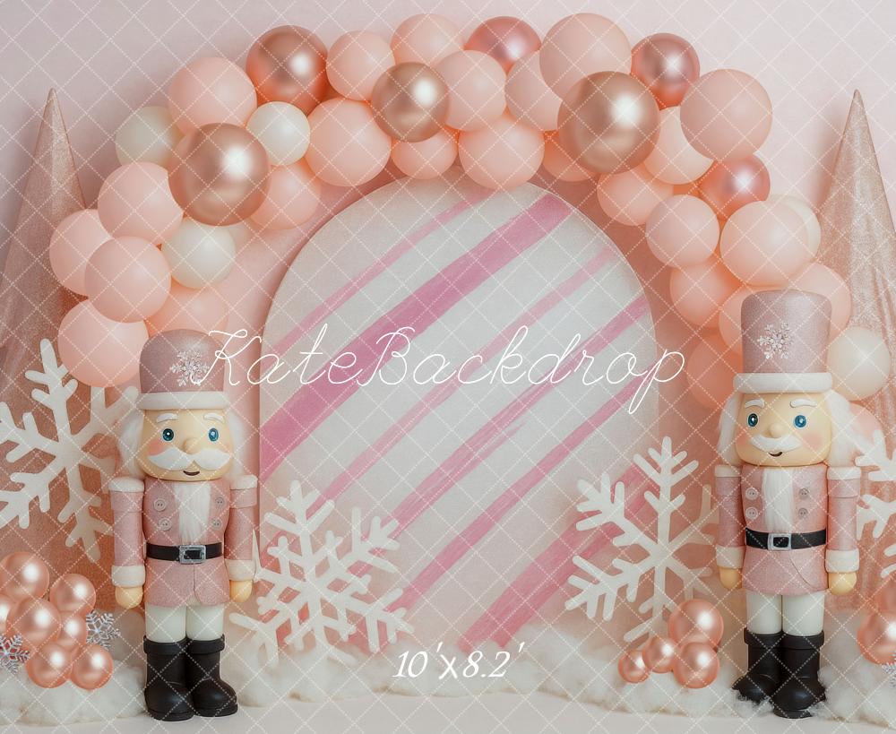 Kate Christmas Nutcracker Pink Balloon Arch Backdrop Designed by Mini MakeBelieve - Kate Backdrop AU