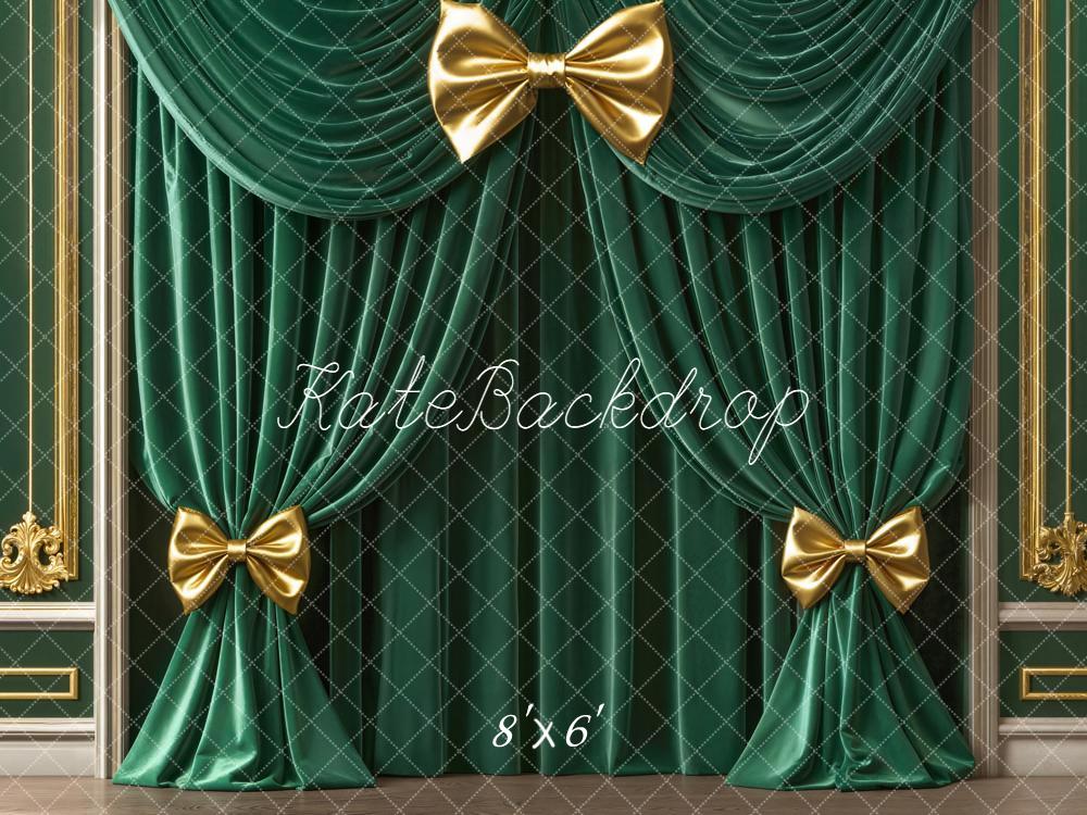 Kate Green Curtains Gold Bows Backdrop Designed by Emetselch