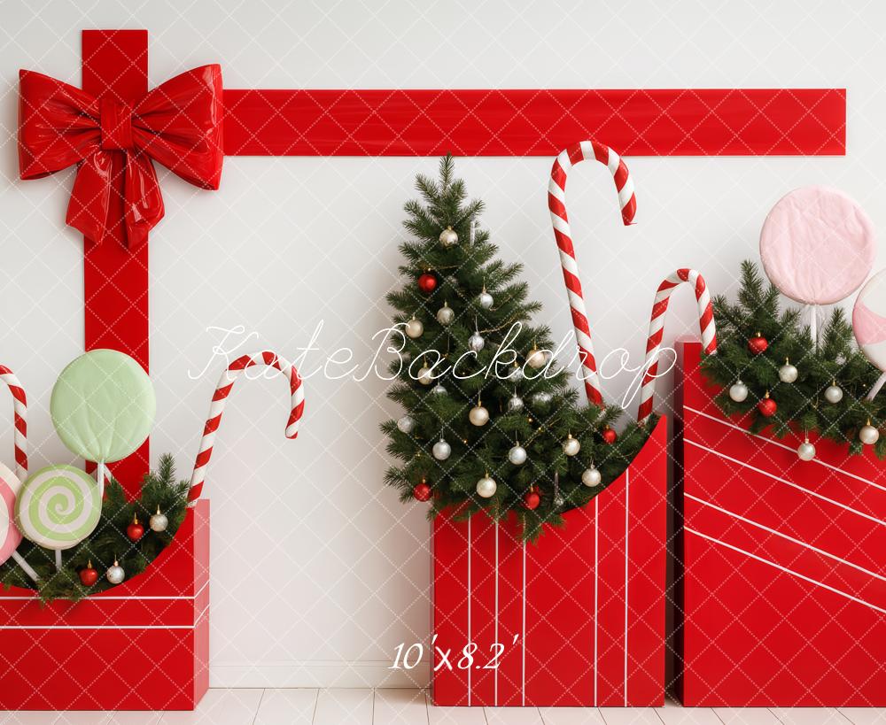 Kate Christmas Gift Lollipops Candy Canes Red Backdrop Designed by Patty Roberts