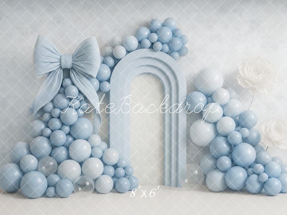 Kate Blue Balloon Arch Bow Backdrop Designed by Ashley Paul - Kate Backdrop AU