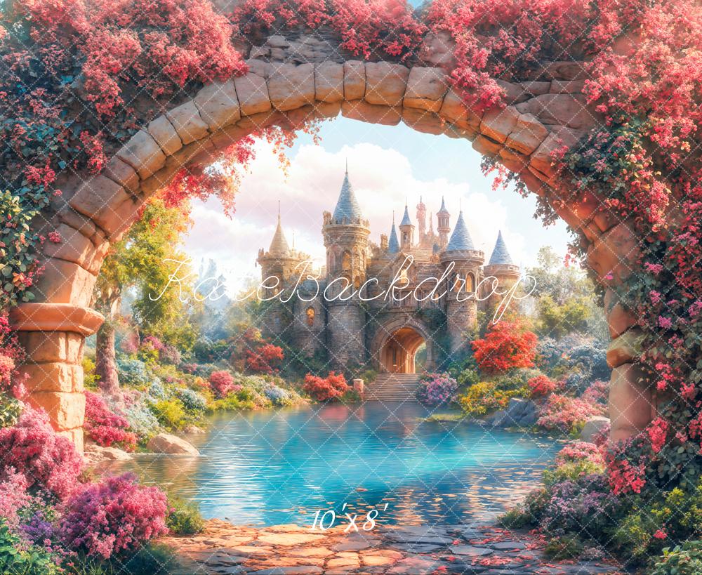 Kate Princess Castle Stone Arch Lake Spring Backdrop Designed by Emetselch