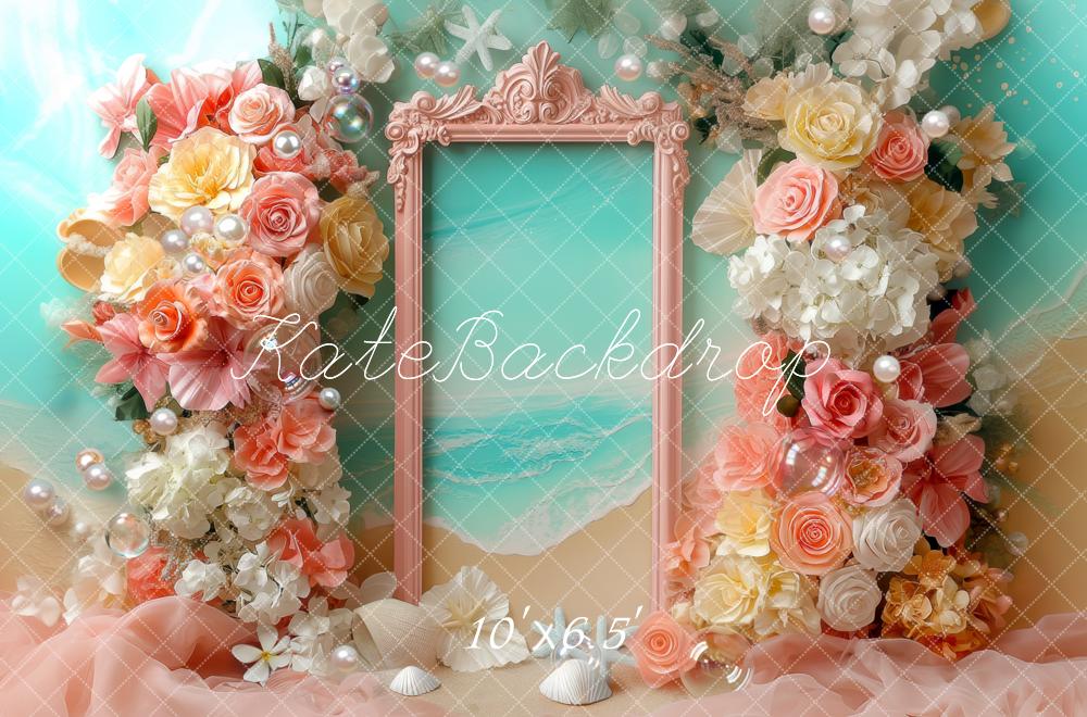 Kate Flower Arch Seaside Pearls Backdrop Designed by Mini MakeBelieve - Kate Backdrop AU
