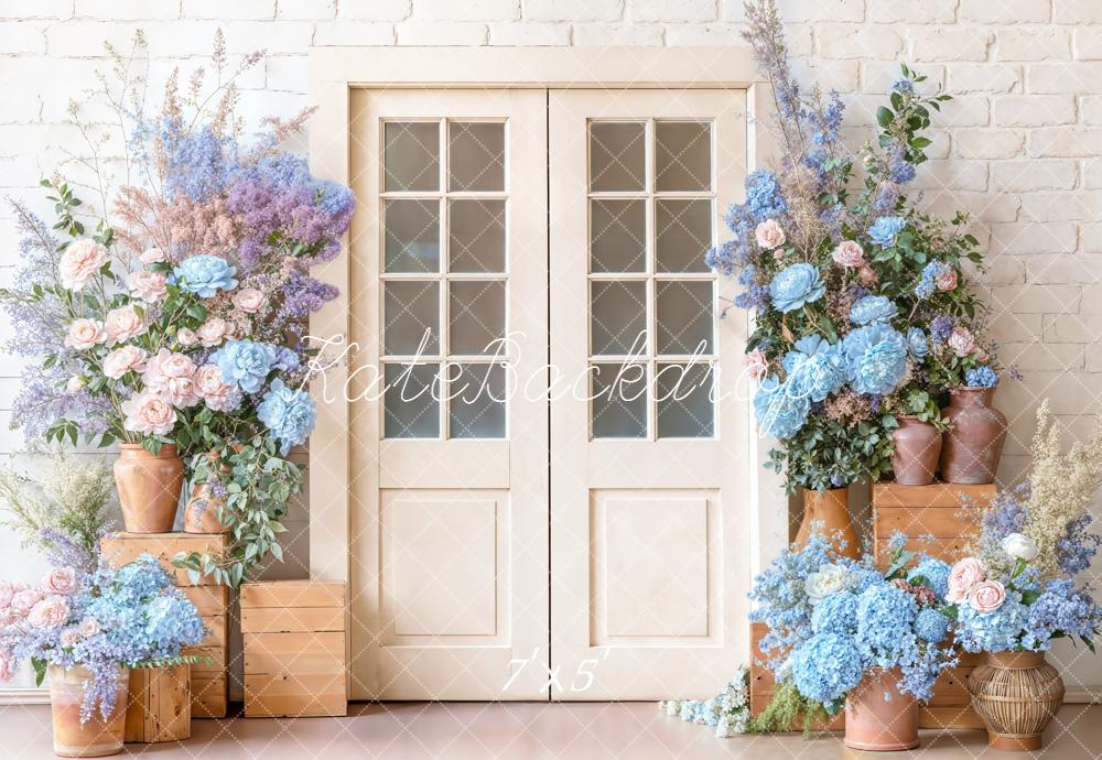 Kate White Door Flowers Wooden Crates Backdrop Designed by Emetselch