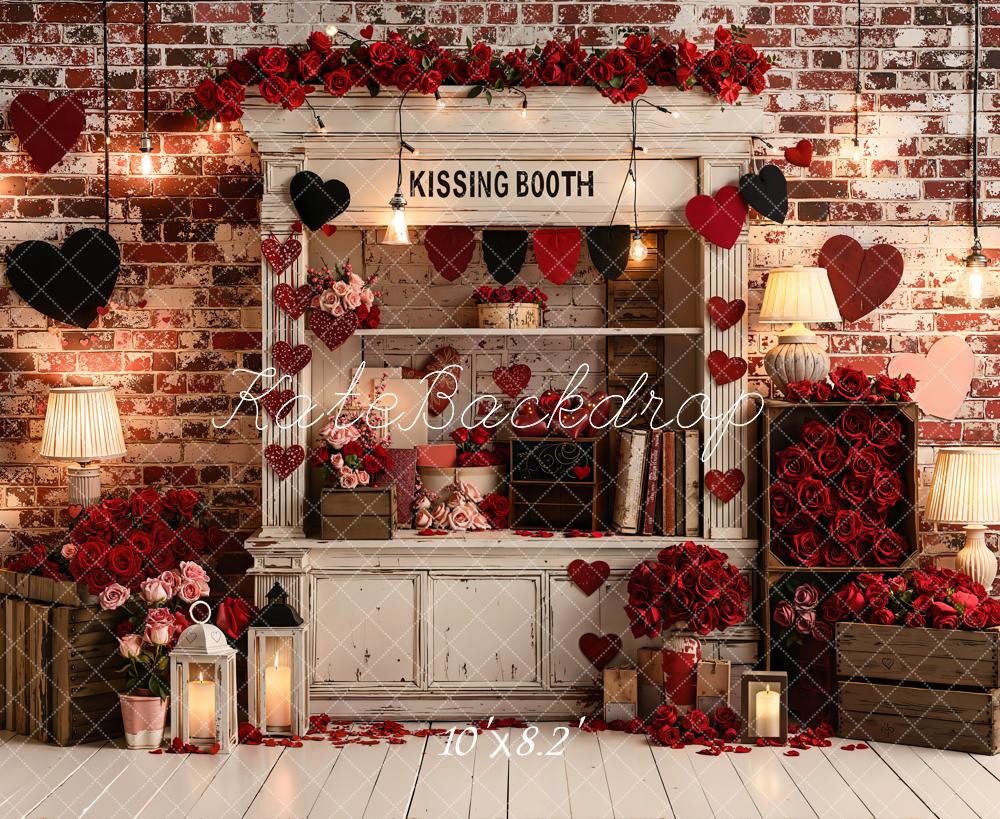 Kate Kissing Booth Red Roses Hearts Backdrop Designed by Emetselch