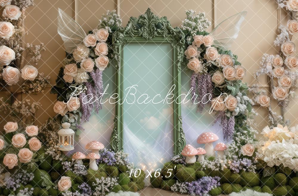 Kate Fairy Fantasy Floral Wings Mushrooms Backdrop Designed by Mini MakeBelieve - Kate Backdrop AU
