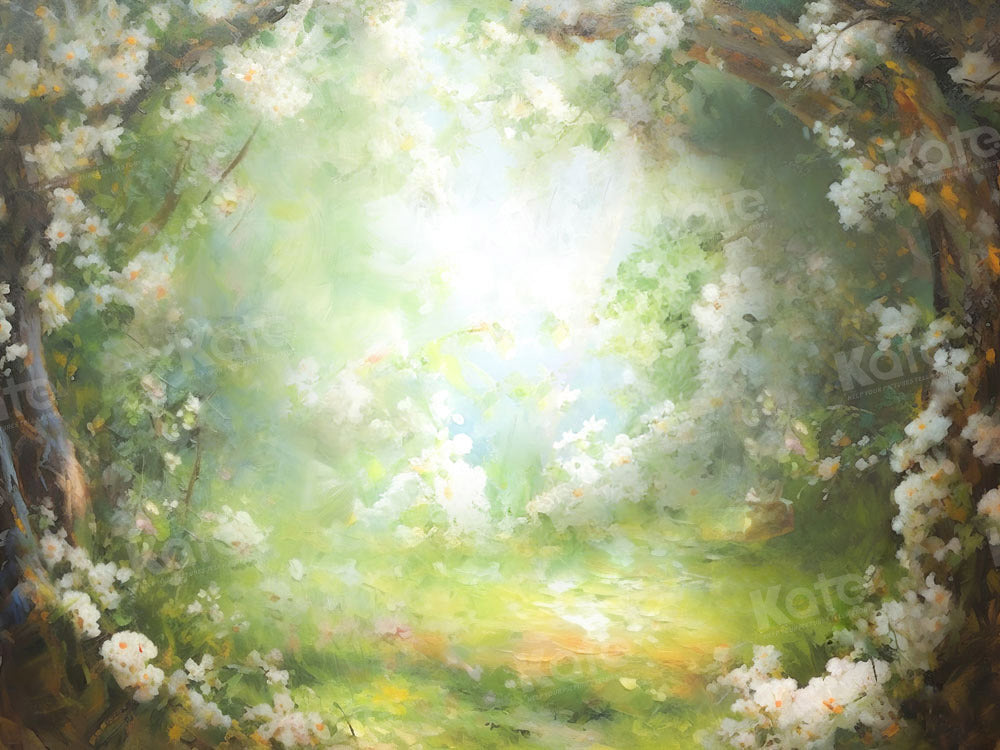 Kate Fine Art Blossoming Flowers Green Backdrop Designed by GQ - Kate Backdrop AU