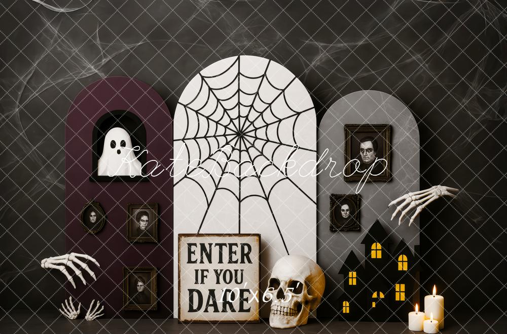 Kate Dark Halloween Spiderweb Skull Backdrop Designed by Patty Roberts - Kate Backdrop AU