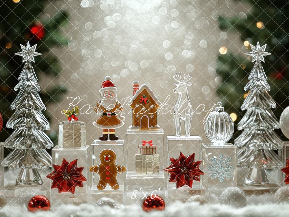 Kate Christmas Glass Trees Gingerbread Bokeh Backdrop Designed by Mini MakeBelieve - Kate Backdrop AU
