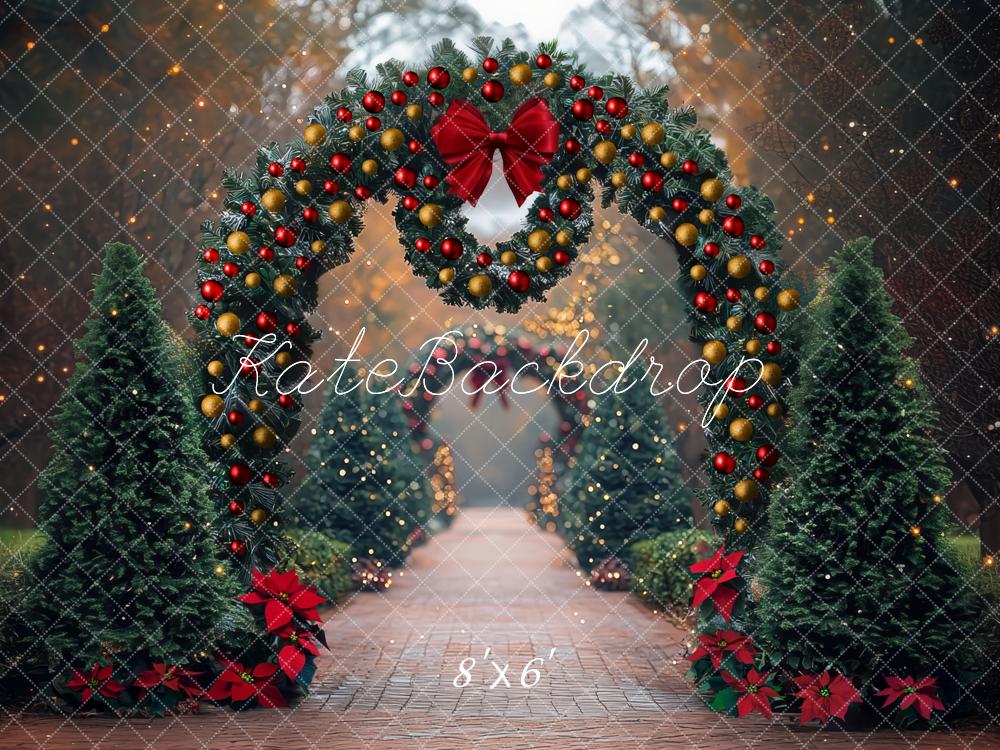 Kate Christmas Garland Arch Pine Trees Backdrop Designed by Mini MakeBelieve - Kate Backdrop AU