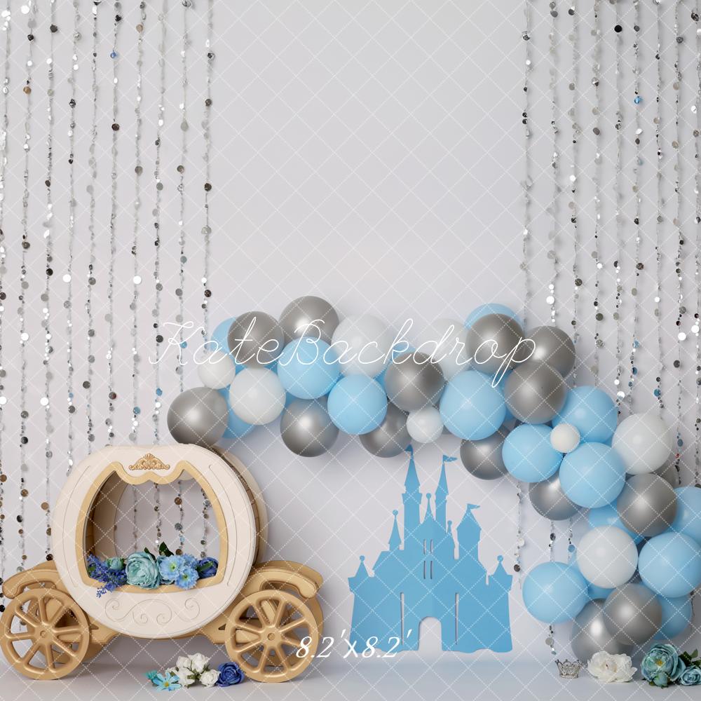 Kate Carriage Blue Castle Balloons Backdrop Designed by Melissa King