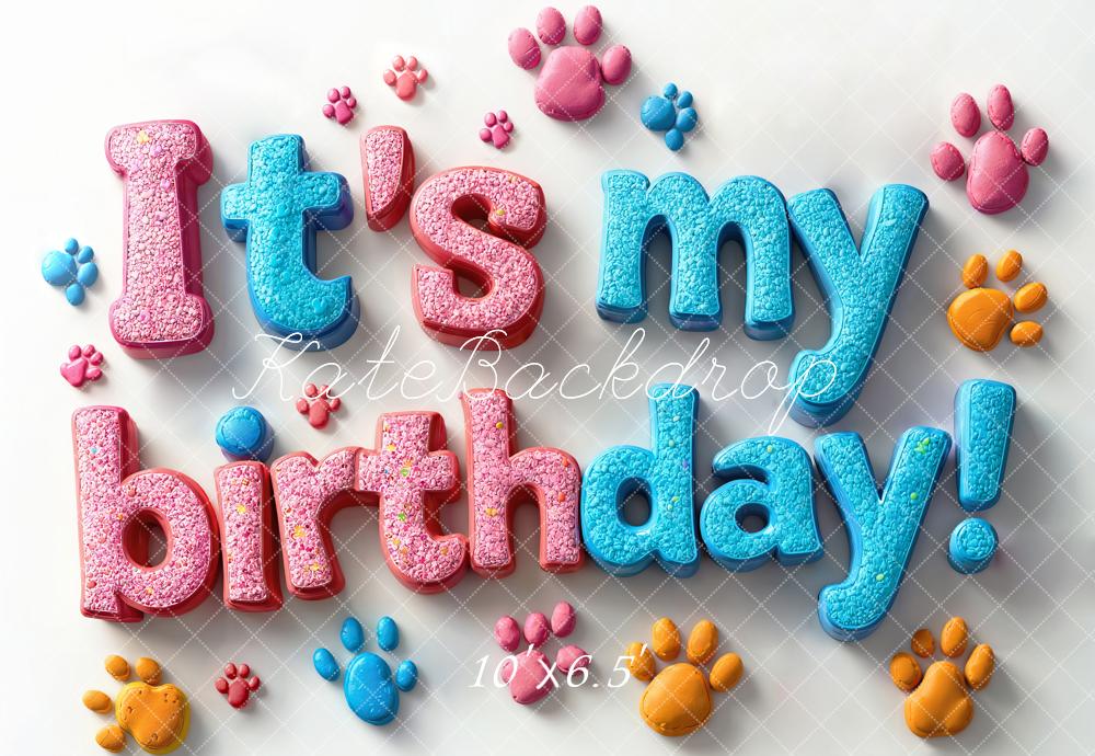 Kate Birthday Colourful Paw Backdrop Designed by Emetselch