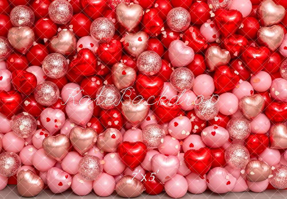 Kate Pink Red Heart Balloons Backdrop Designed by Patty Roberts