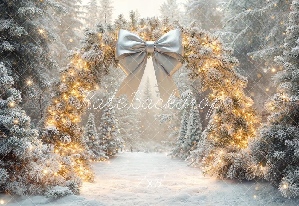 Kate Christmas Snowy Arch Pine Trees Backdrop Designed by Emetselch - Kate Backdrop AU