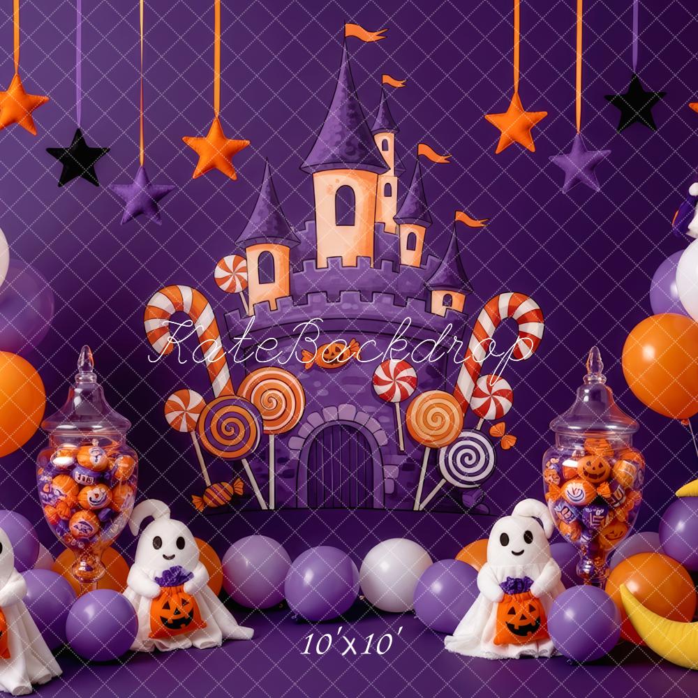 Kate Halloween Castle Ghosts Purple Backdrop Designed by Patty Roberts