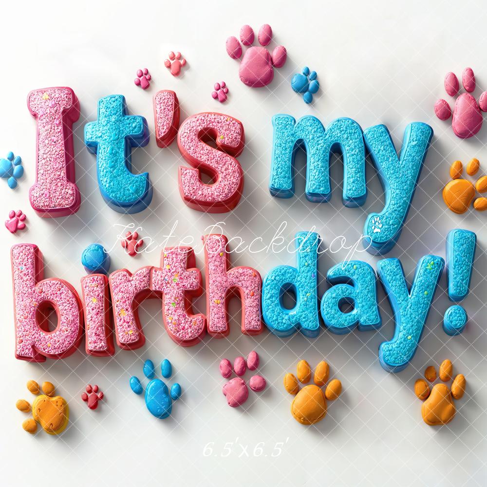 Kate Birthday Colourful Paw Backdrop Designed by Emetselch
