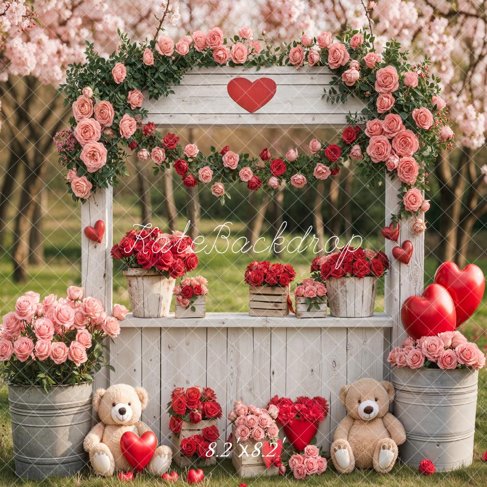 Kate Valentine Flower Teddy Bears Backdrop Designed by Emetselch
