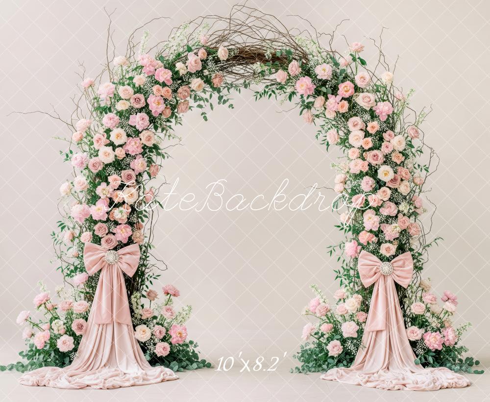 Kate Flower Arch Pink Bow Wedding Backdrop Designed by Patty Roberts