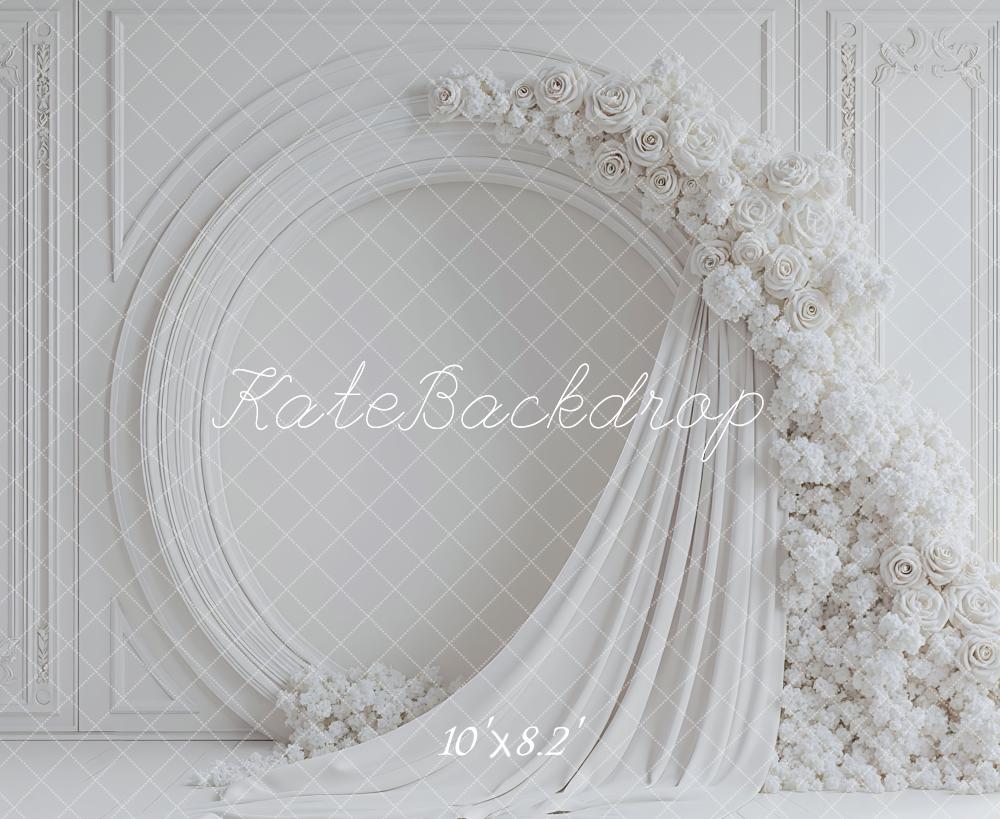 Kate Flower White Roses Drapes Backdrop Designed by Mini MakeBelieve