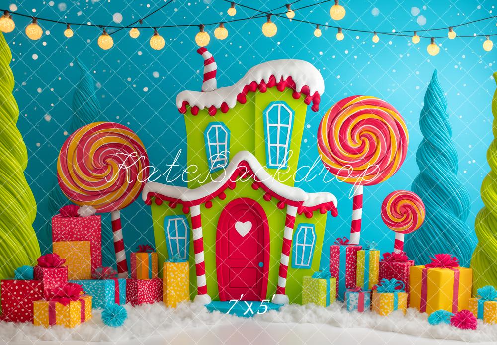 Kate Christmas Candy House Lollipops Backdrop Designed by Patty Roberts