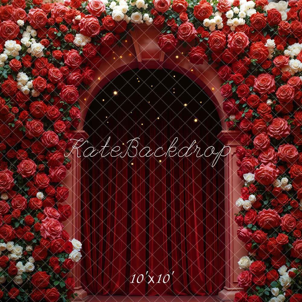 Kate Rose Arch Red Curtain Backdrop Designed by Mini MakeBelieve