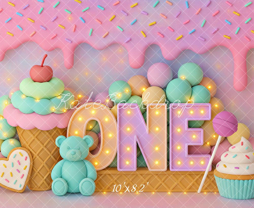 Kate Cake Smash ONE Ice Cream Backdrop Designed by Ashley Paul