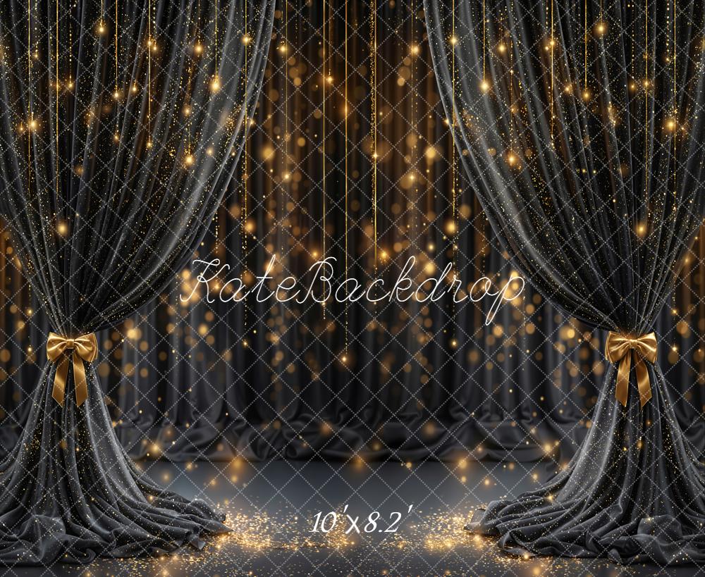 Kate Black Curtains Gold Bokeh Backdrop Designed by Emetselch