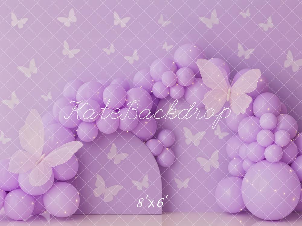 Kate Purple Balloon Cake Smash Butterfly Backdrop Designed by Patty Roberts - Kate Backdrop AU