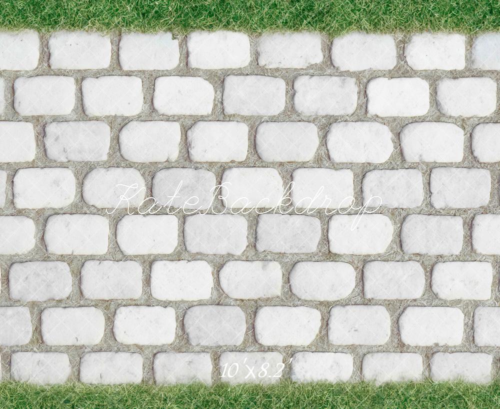 Kate Cobblestone Ground Green Grass Backdrop Designed by Mini MakeBelieve
