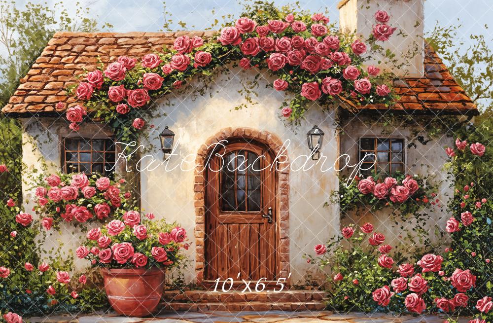 Kate Cottage House Climbing Roses Backdrop Designed by Emetselch
