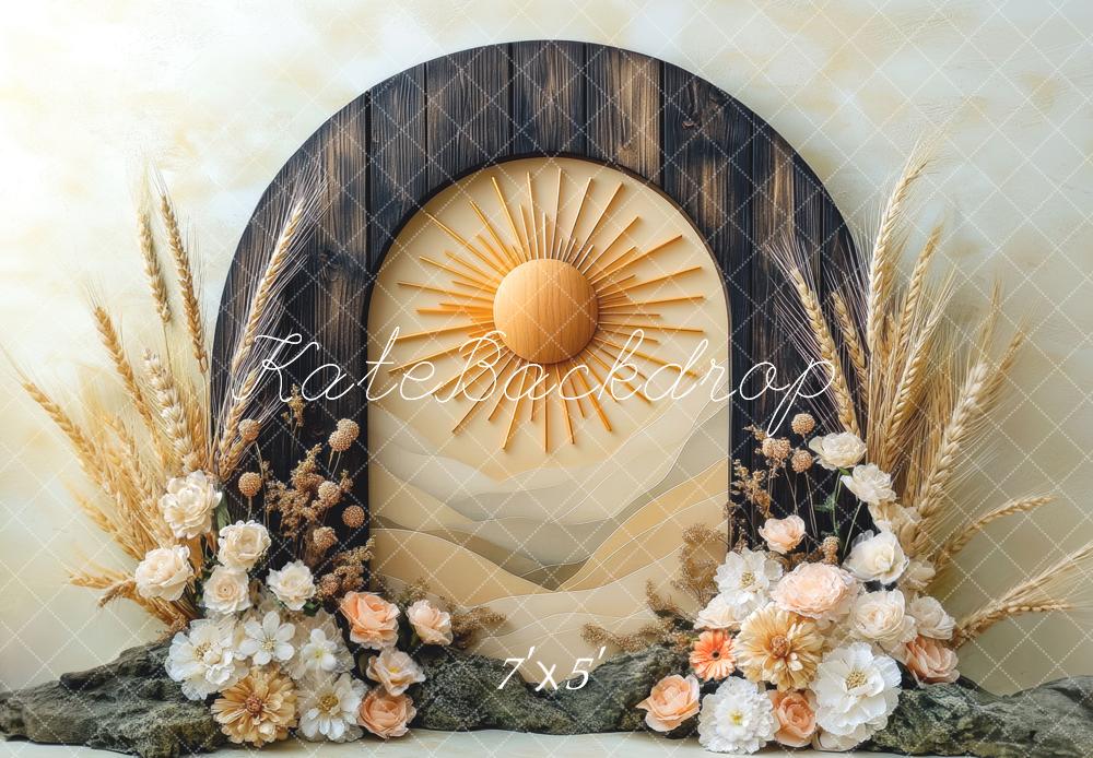 Kate Boho Sun Arch Dried Flowers Backdrop Designed by Mini MakeBelieve - Kate Backdrop AU