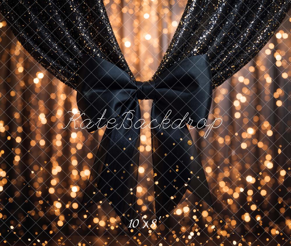Kate Black Curtain Bow Bokeh Fleece Backdrop Designed by Chain - Kate Backdrop AU