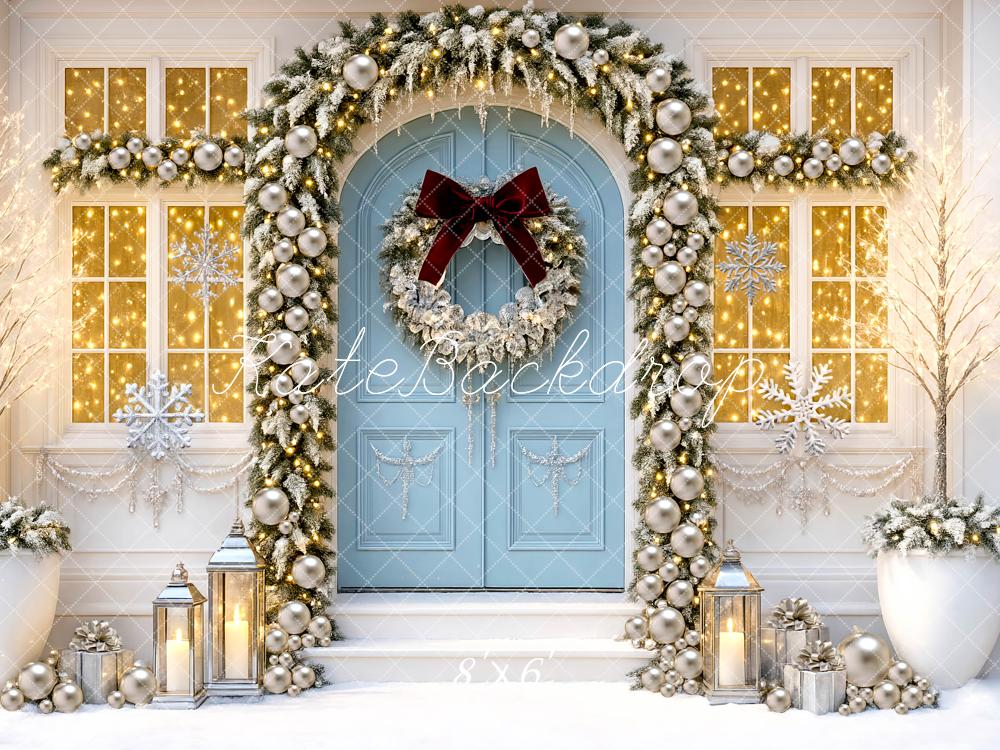 Kate Christmas Blue Door Backdrop Designed by Mini MakeBelieve - Kate Backdrop AU
