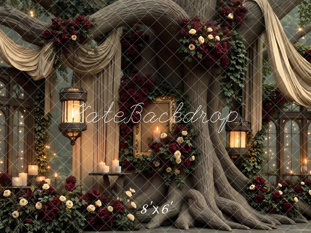 Kate Wedding Tree Lanterns Roses Backdrop Designed by Mini MakeBelieve