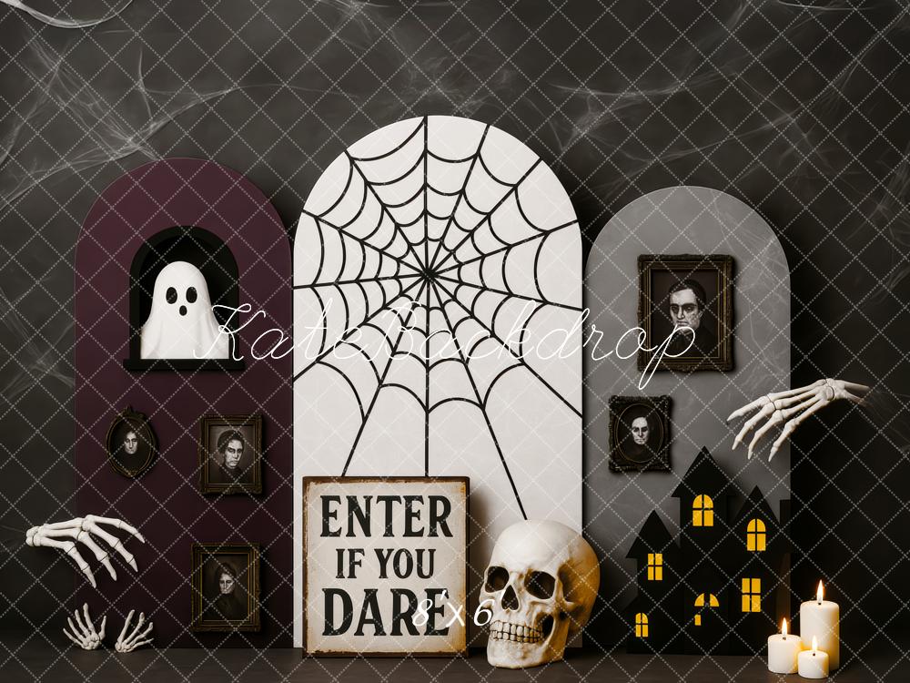 Kate Dark Halloween Spiderweb Skull Backdrop Designed by Patty Roberts - Kate Backdrop AU