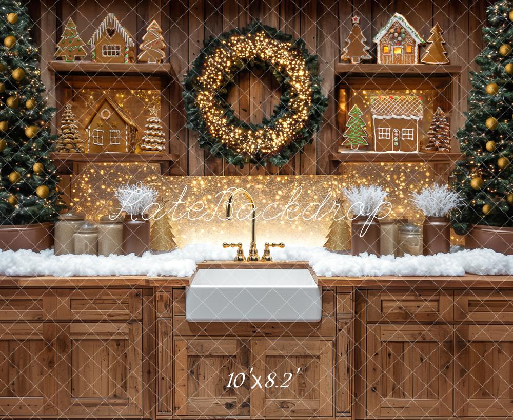 Kate Christmas Gingerbread Wreath Kitchen Backdrop Designed by Mini MakeBelieve