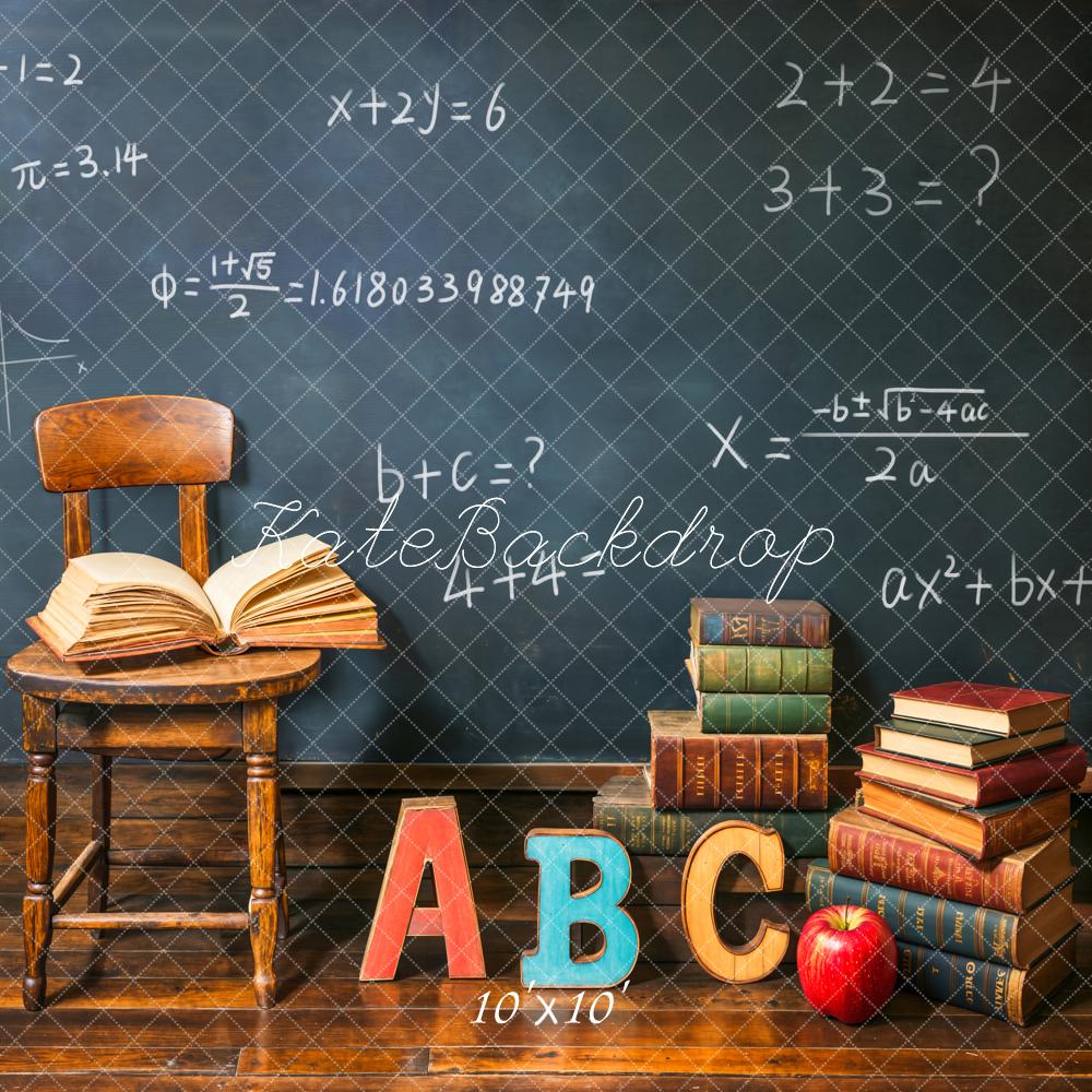 Kate Back to School Chalkboard Books Alphabet Backdrop Designed by Emetselch - Kate Backdrop AU